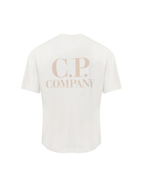 T-shirt in jersey di cotone 30/1 con stampa logo Gauze white C.P. COMPANY | 20CMTS086A 005100W103